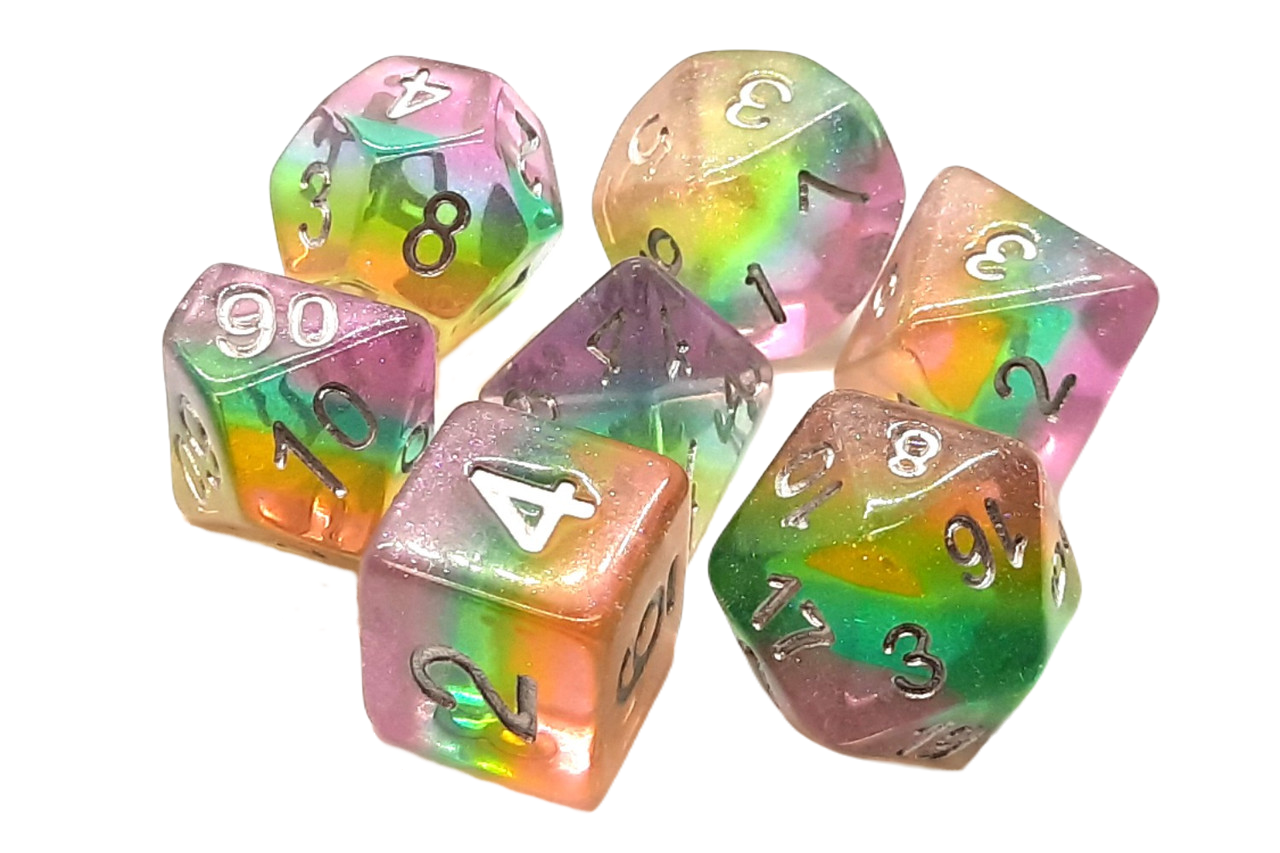 7 Piece DnD RPG Dice Set: Luminous - Fairy Dust