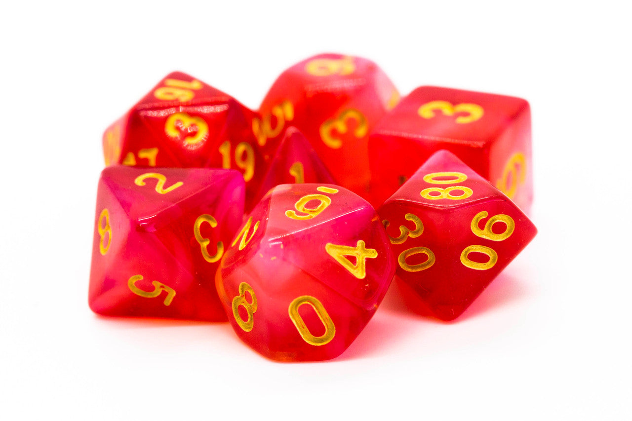 7 Piece DnD RPG Dice Set: Nebula - Red