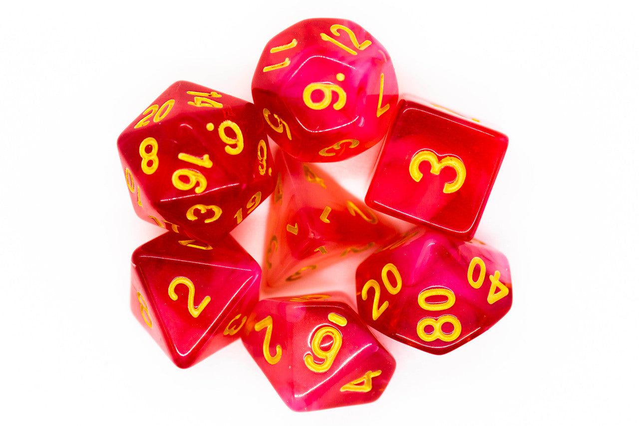 7 Piece DnD RPG Dice Set: Nebula - Red