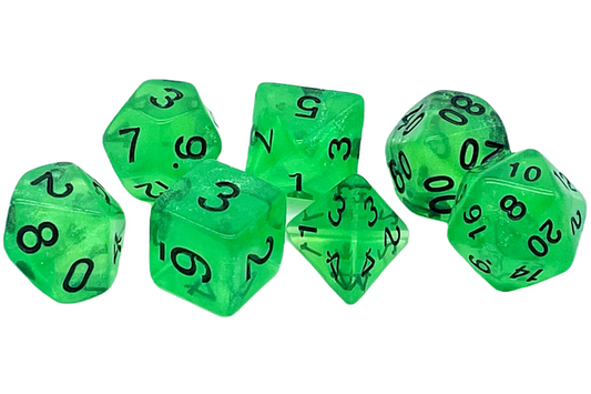 7 Piece DnD RPG Dice Set: Galaxy - Green Shimmer