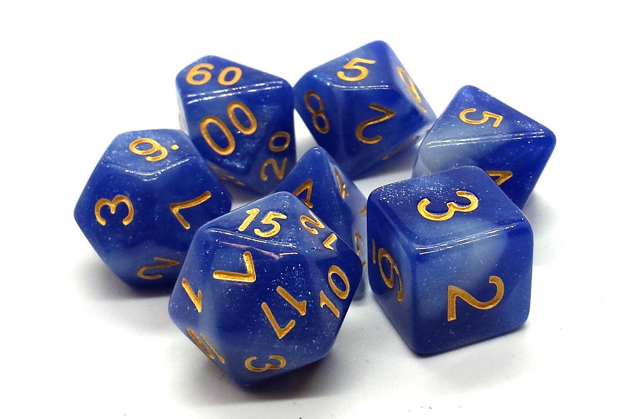 7 Piece DnD RPG Dice Set: Galaxy - Blue & White