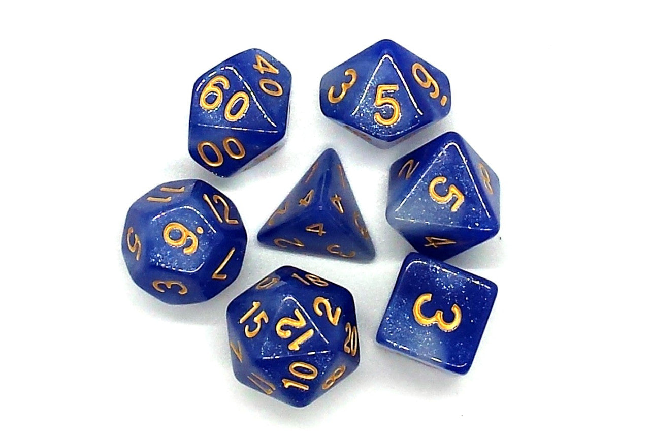 7 Piece DnD RPG Dice Set: Galaxy - Blue & White