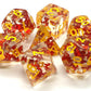 7 Piece DnD RPG Dice Set: Infused - Orange Butterfly w/ Yellow