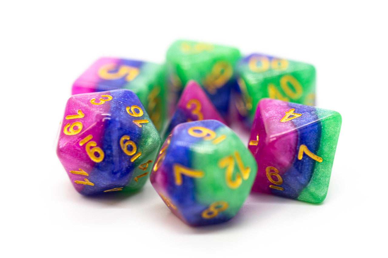 7 Piece DnD RPG Dice Set: Gradients - Jester’s Court