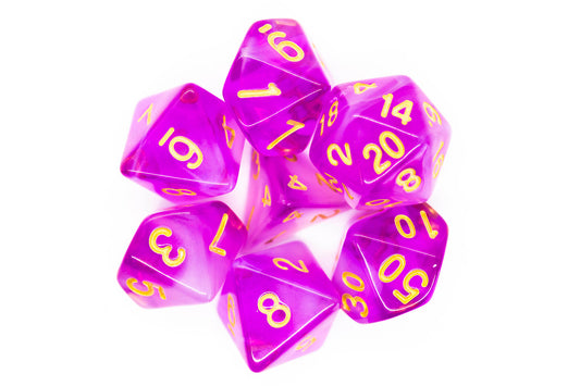 7 Piece DnD RPG Dice Set: Nebula - Light Purple