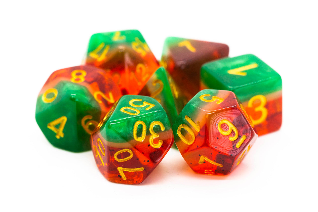 7 Piece DnD RPG Dice Set: Gradients - Watermelon Yum!