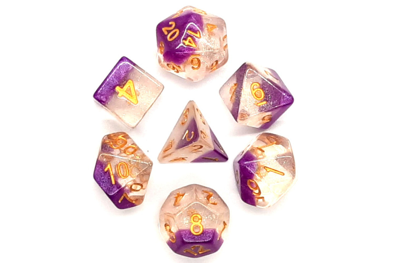 7 Piece DnD RPG Dice Set: Luminous - Snow Cone