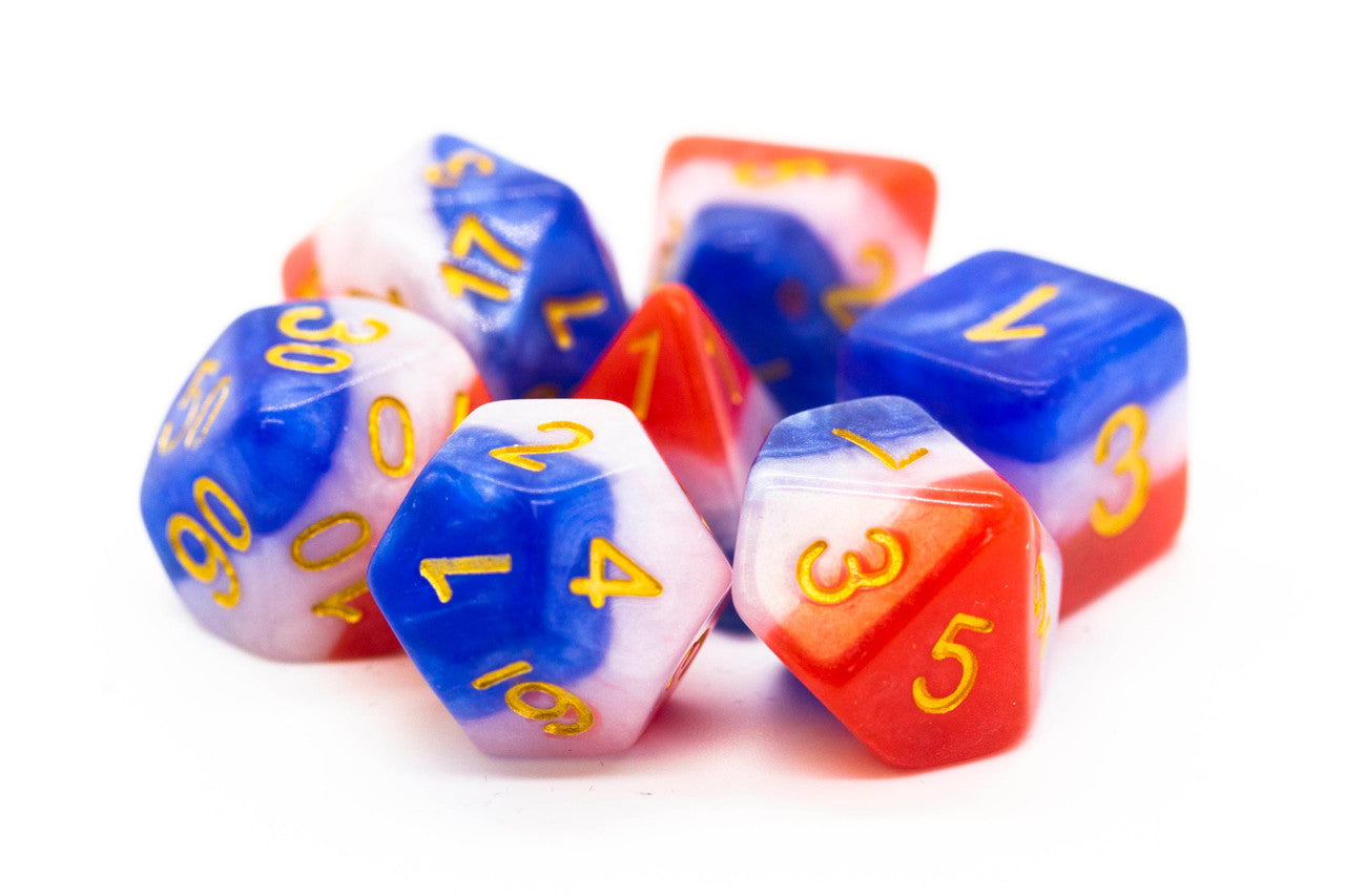 7 Piece DnD RPG Dice Set: Gradients - American Flag