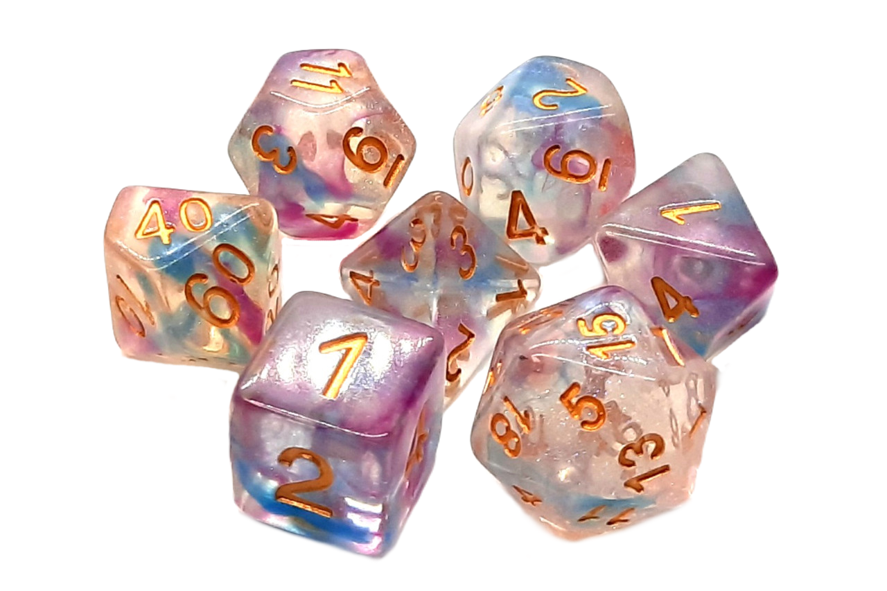 7 Piece DnD RPG Dice Set: Luminous - Violent Storm