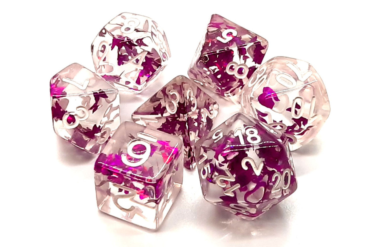 7 Piece DnD RPG Dice Set: Infused - Purple Butterfly