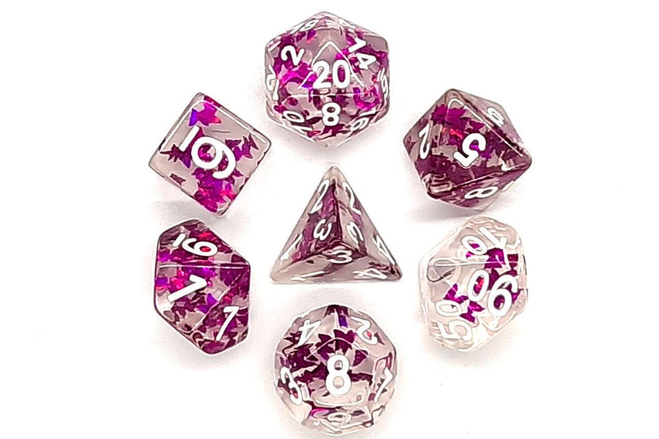 7 Piece DnD RPG Dice Set: Infused - Purple Butterfly