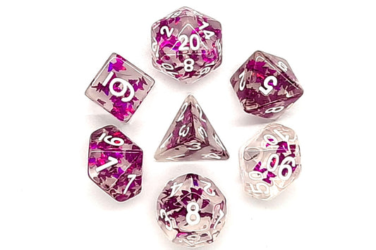 7 Piece DnD RPG Dice Set: Infused - Purple Butterfly