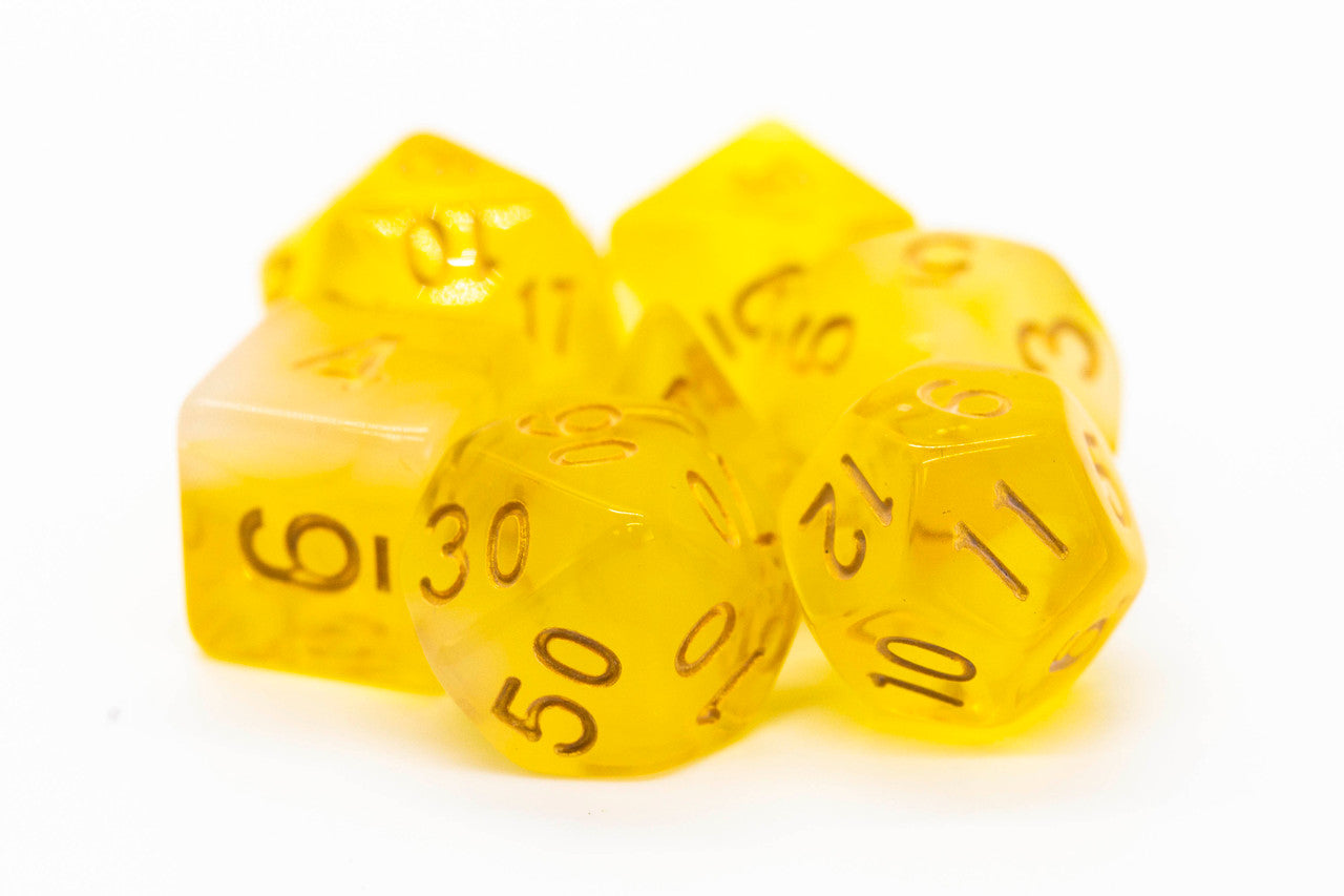 7 Piece DnD RPG Dice Set: Nebula - Yellow