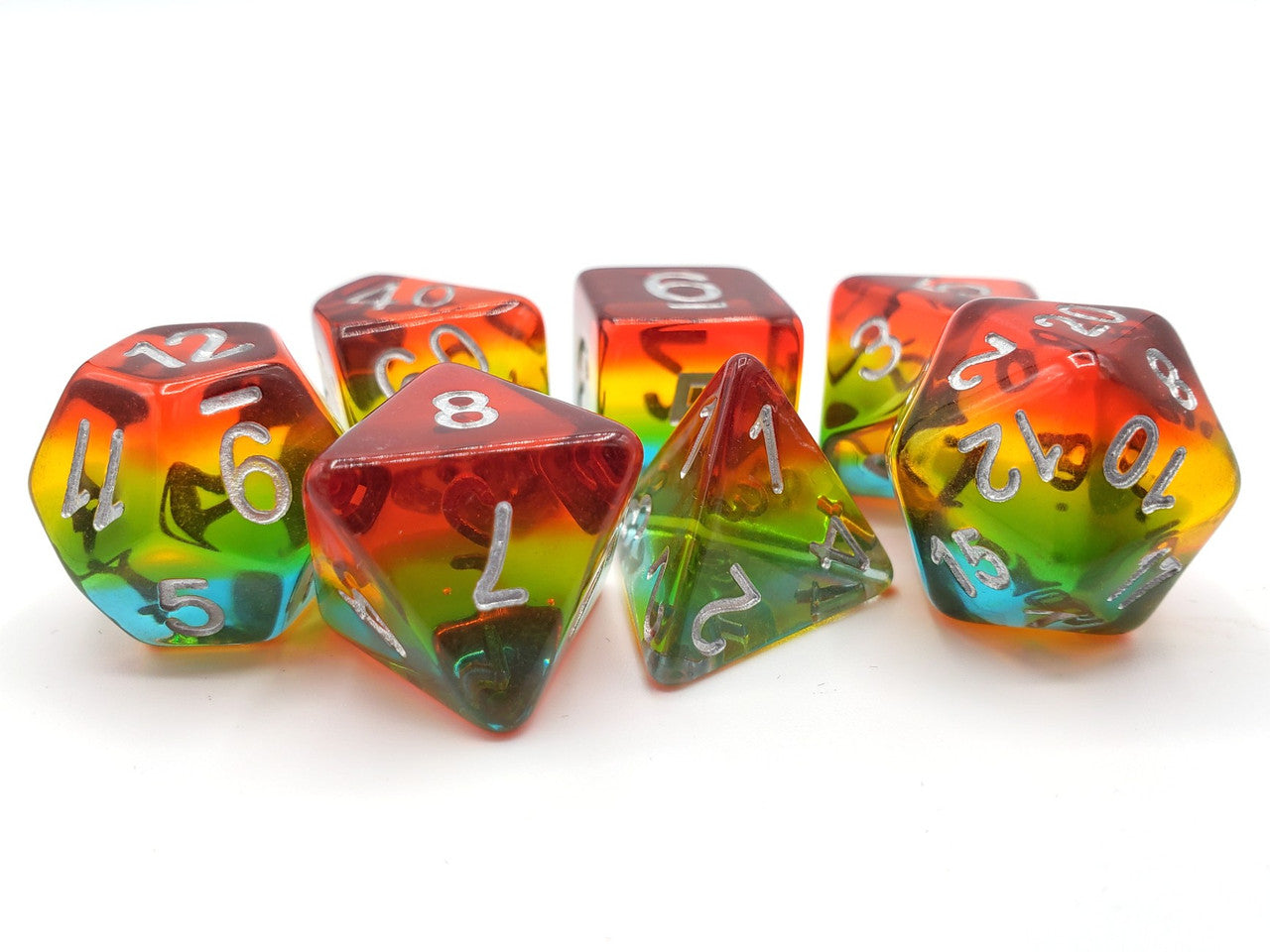 7 Piece DnD RPG Dice Set: Gradients - Psychodelic Trip