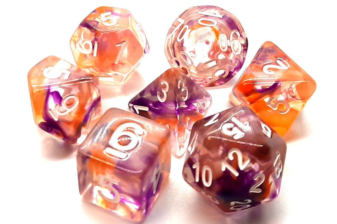 7 Piece DnD RPG Dice Set: Nebula - Purple & Orange