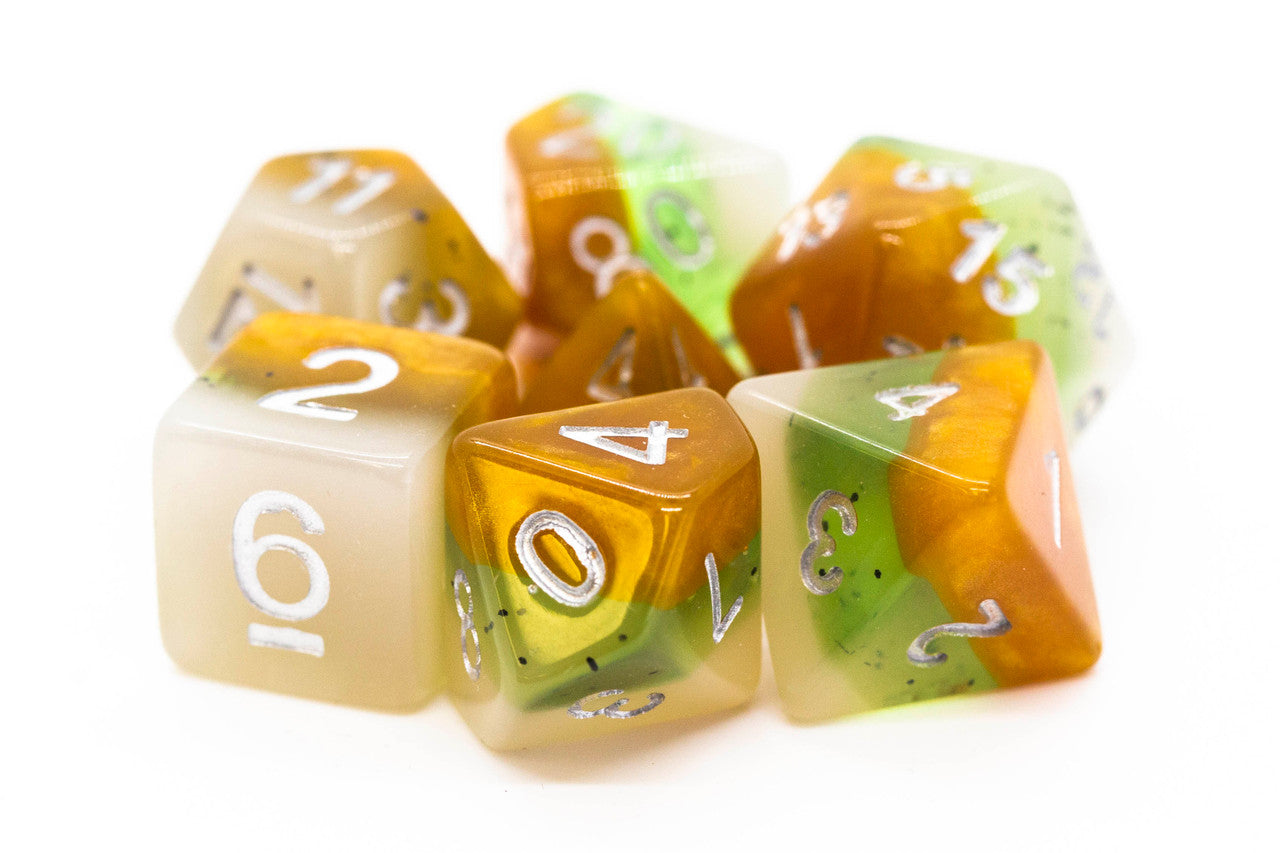 7 Piece DnD RPG Dice Set: Gradients - Kiwi Fruit