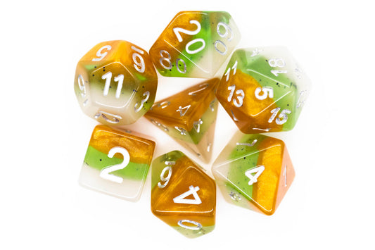 7 Piece DnD RPG Dice Set: Gradients - Kiwi Fruit