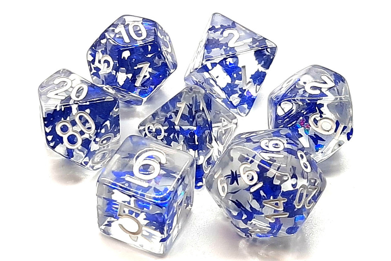 7 Piece DnD RPG Dice Set: Infused - Sapphire Butterfly