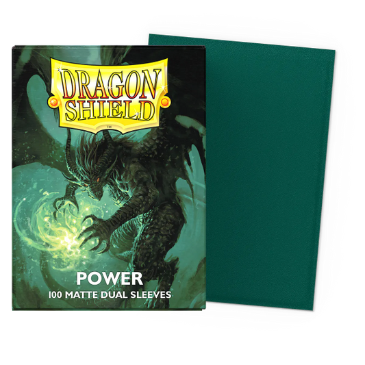 Dragon Shield - Metallic Green: Power Matte Dual Sleeves, 100ct