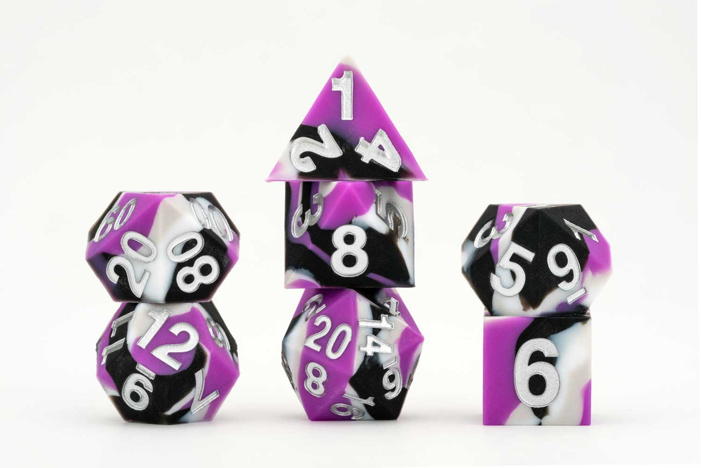 FanRoll- Sharp Edge Silicone Rubber Dice Set: Asexual Pride