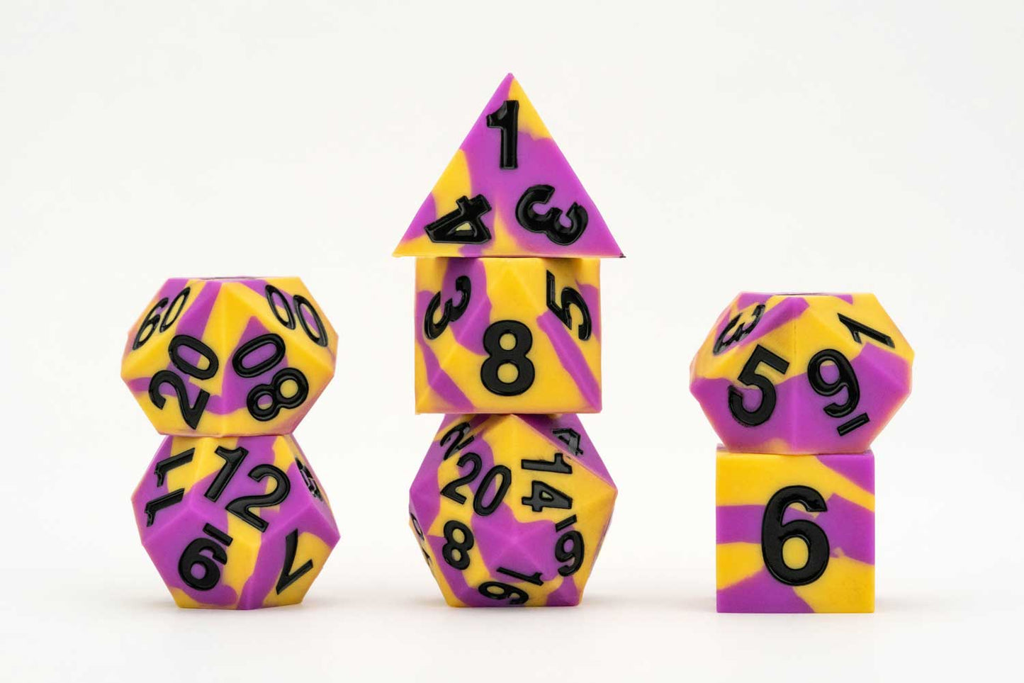 FanRoll- Sharp Edge Silicone Rubber Dice Set:  Intersex Pride Flag