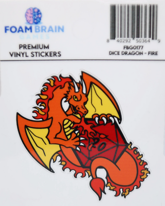 Foam Brain - Dice Dragon, Fire Vinyl Sticker