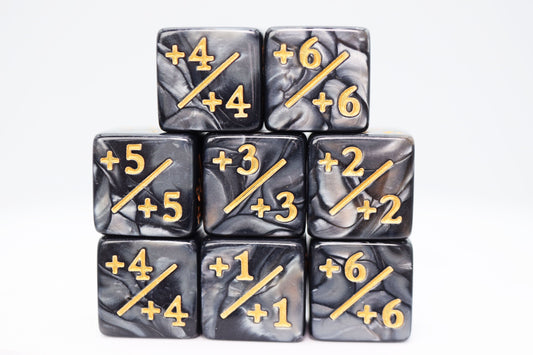 Foam Brain - +1/+1 PEARL BLACK COUNTERS FOR MAGIC - SET OF 8