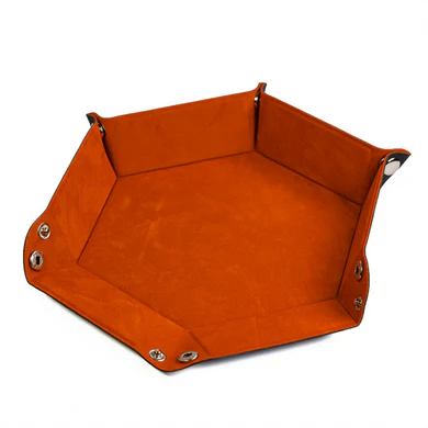 Foam Brain - Leatherette & Velvet Hex Dice Tray (Orange)