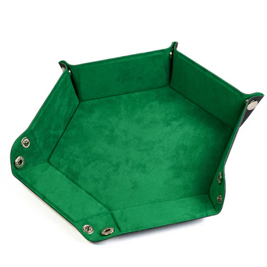 Foam Brain - Leatherette & Velvet Hex Dice Tray (Emerald)