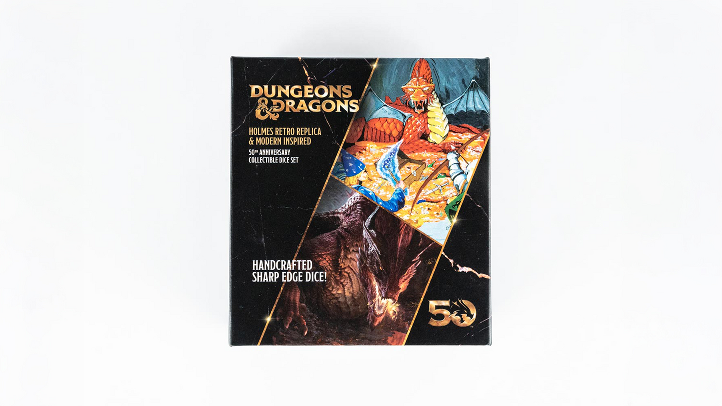 D&D 50th Anniversary Retro Holmes Replica and Modern Dice Set