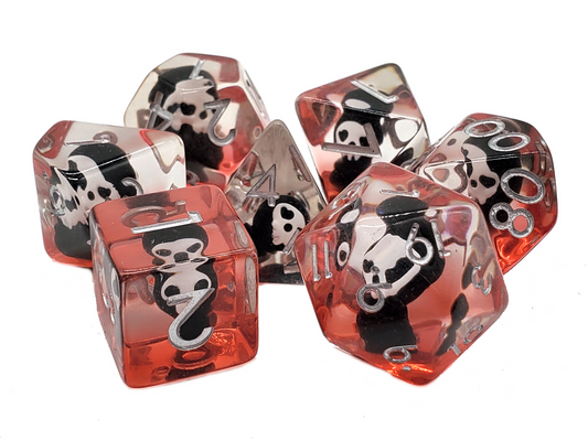 7 Piece DnD RPG Dice Set: Infused - Demon Black