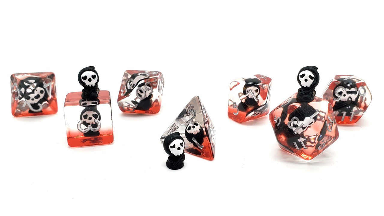 7 Piece DnD RPG Dice Set: Infused - Demon Black