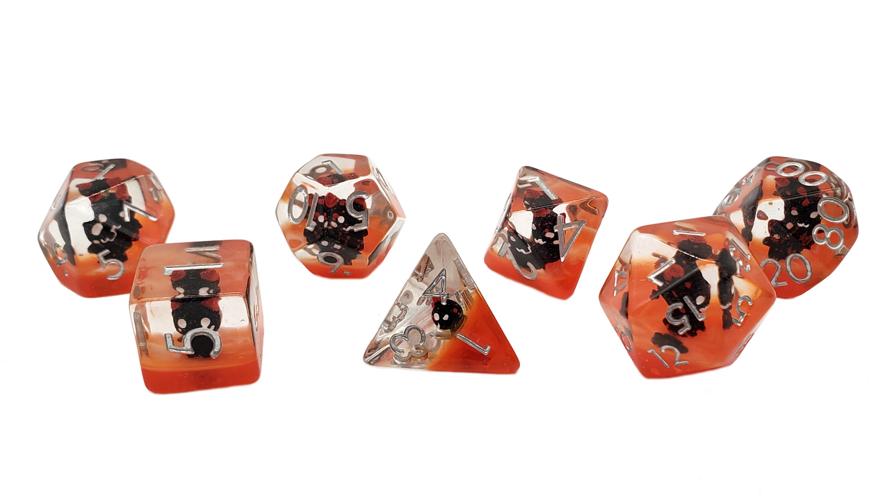 7 Piece DnD RPG Dice Set: Infused - Demon Red