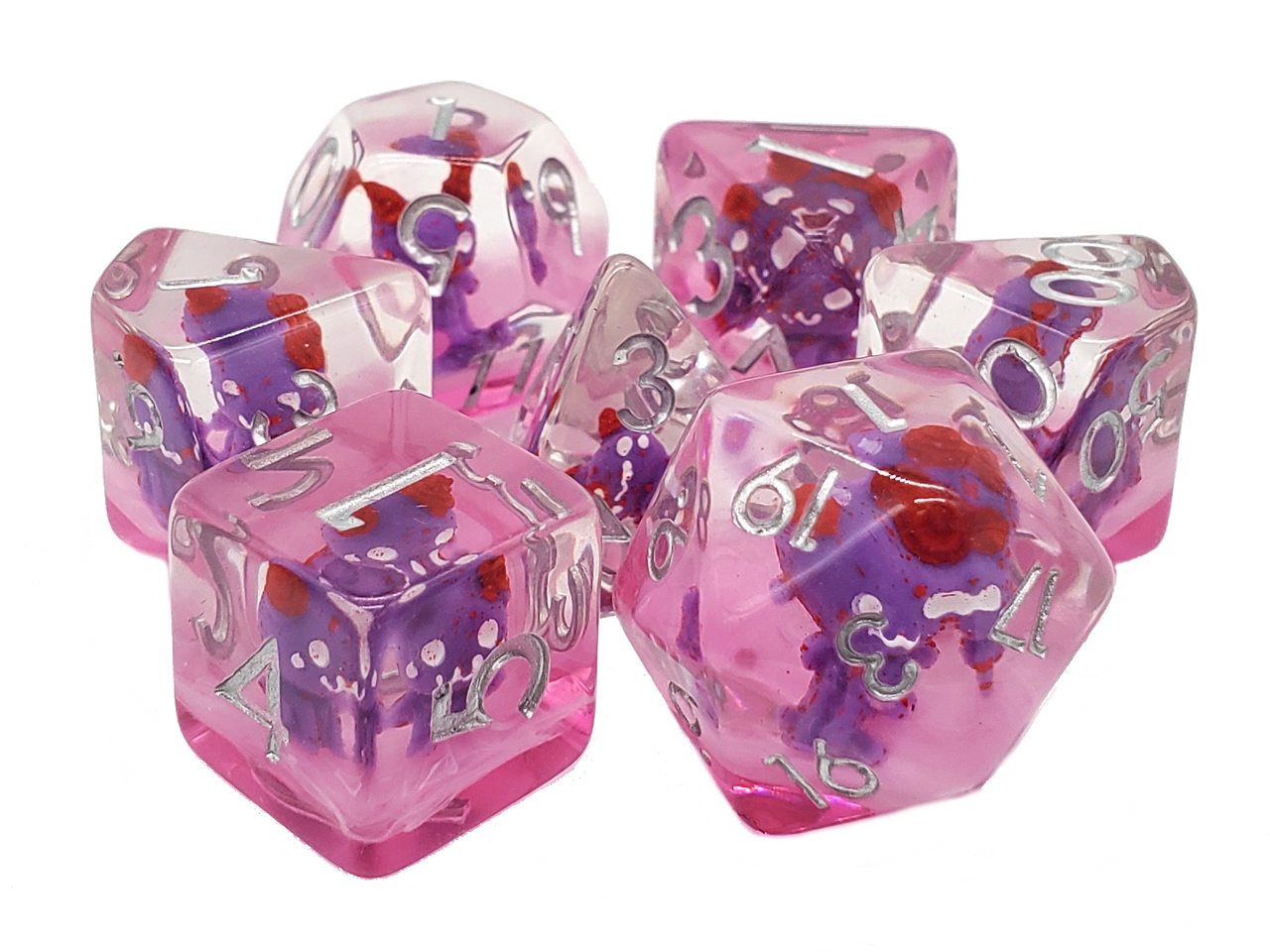 7 Piece DnD RPG Dice Set: Infused - Demon Purple