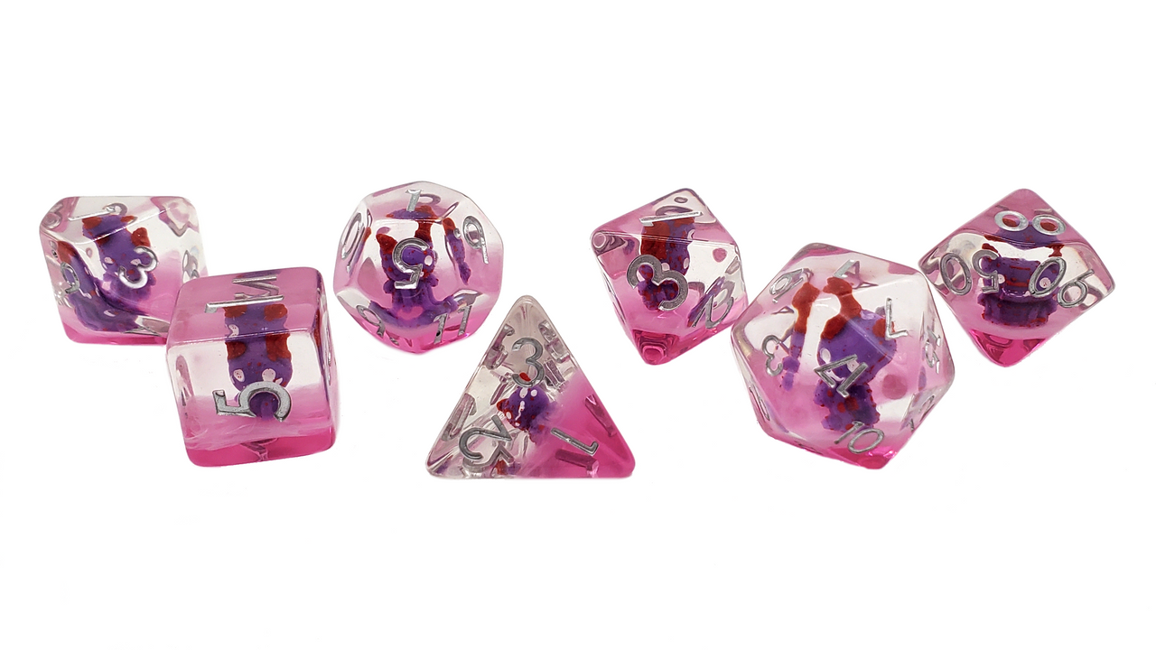 7 Piece DnD RPG Dice Set: Infused - Demon Purple