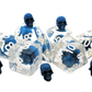 7 Piece DnD RPG Dice Set: Infused - Skull Blue w/ White