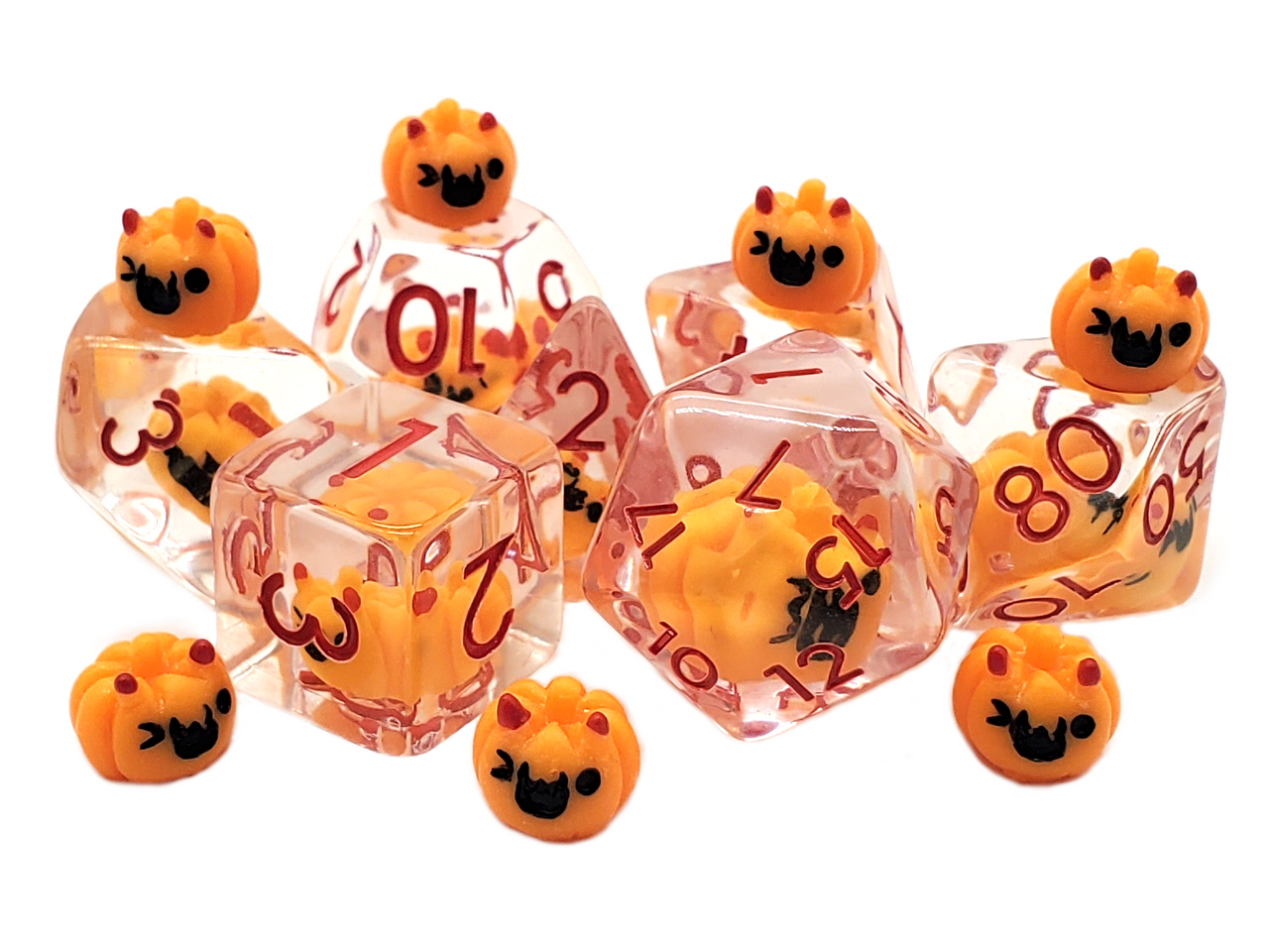 7 Piece DnD RPG Dice Set: Infused - Jack-O-Lantern