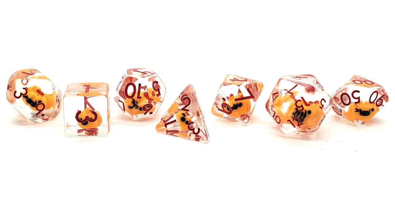 7 Piece DnD RPG Dice Set: Infused - Jack-O-Lantern