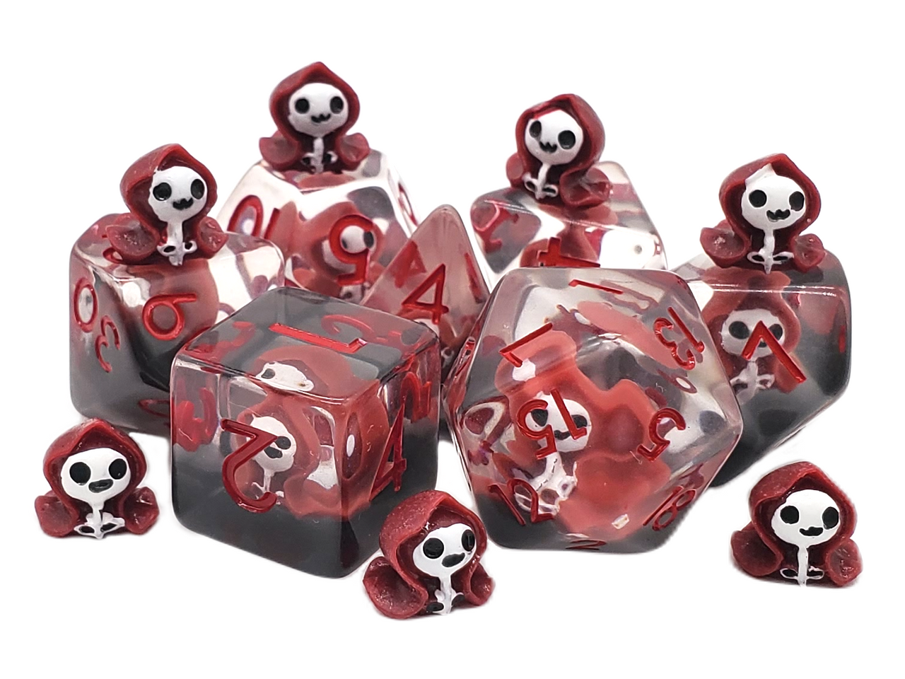 7 Piece DnD RPG Dice Set: Infused - Ghost Red