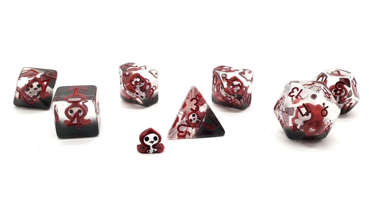 7 Piece DnD RPG Dice Set: Infused - Ghost Red