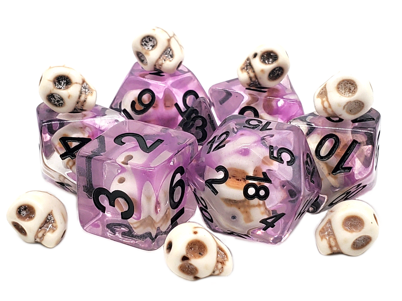 7 Piece DnD RPG Dice Set: Infused - Skull Purple