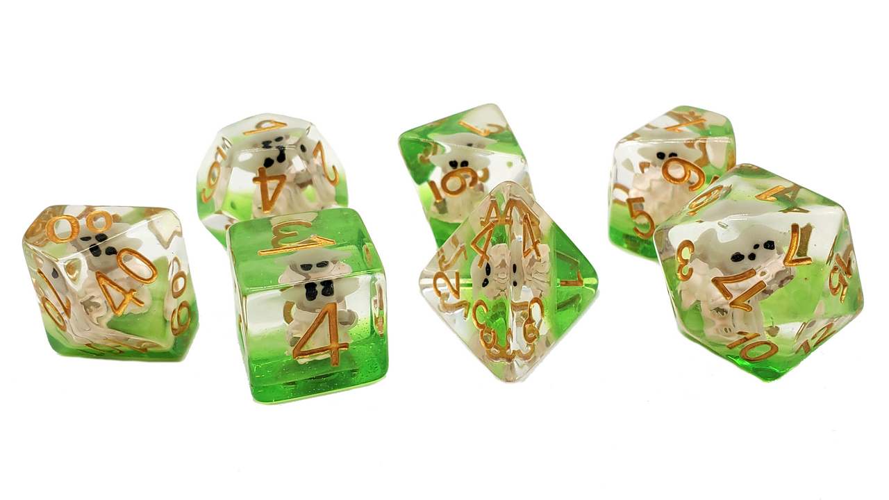 7 Piece DnD RPG Dice Set: Infused - Baby Goblin