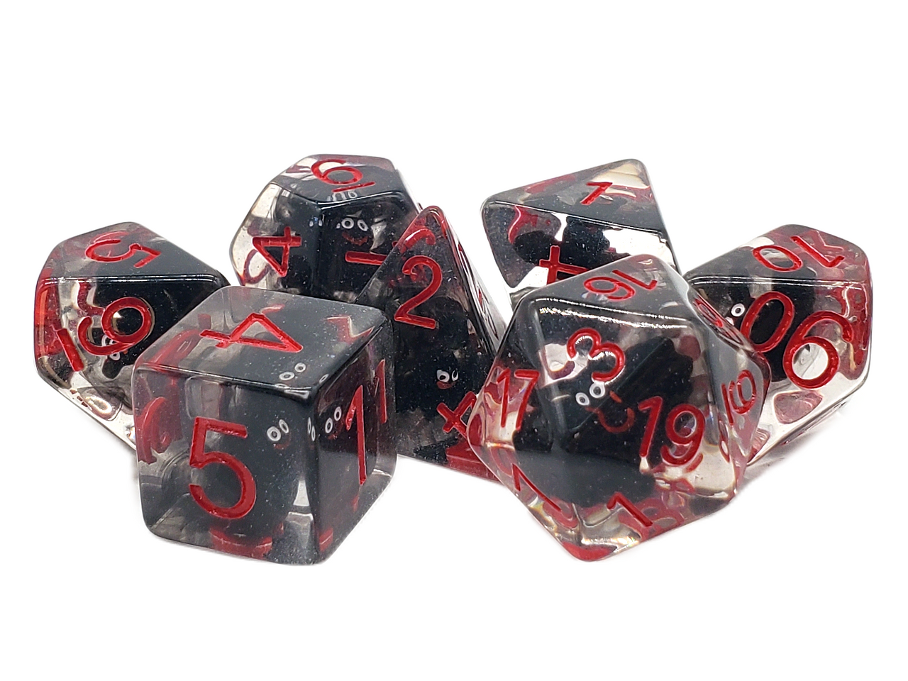 7 Piece DnD RPG Dice Set: Animal Kingdom - Bat Black