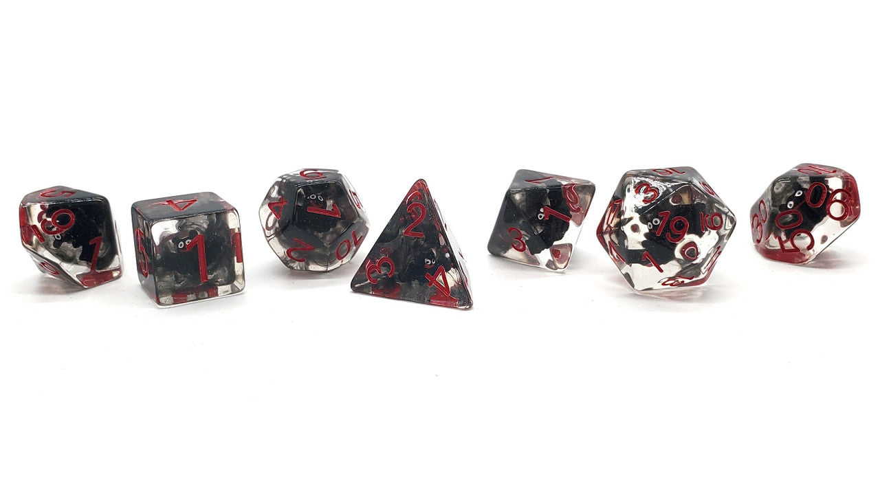 7 Piece DnD RPG Dice Set: Animal Kingdom - Bat Black