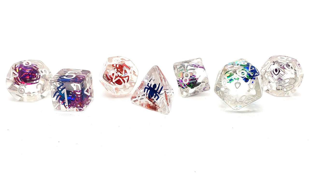 7 Piece DnD RPG Dice Set: Animal Kingdom - Spider - Colorful