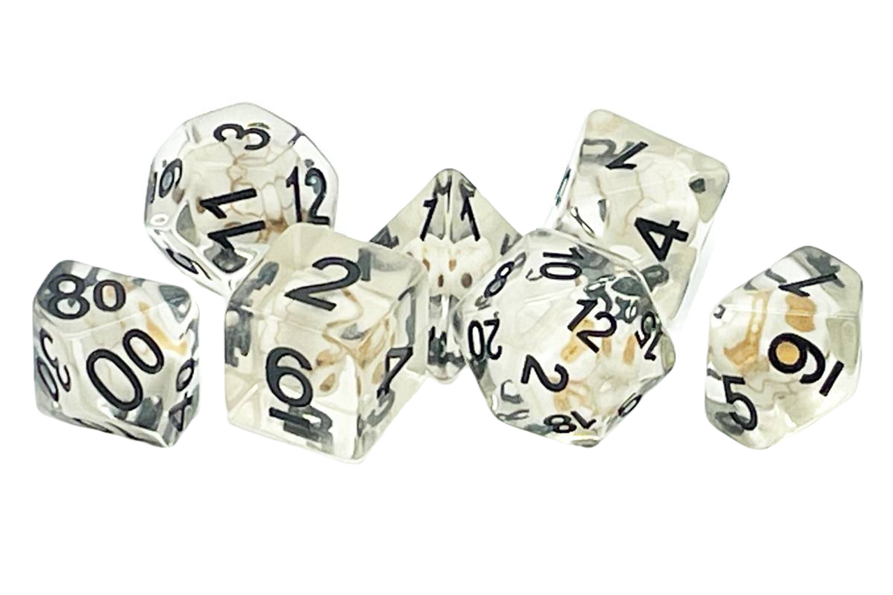 7 Piece DnD RPG Dice Set: Infused - White Skull