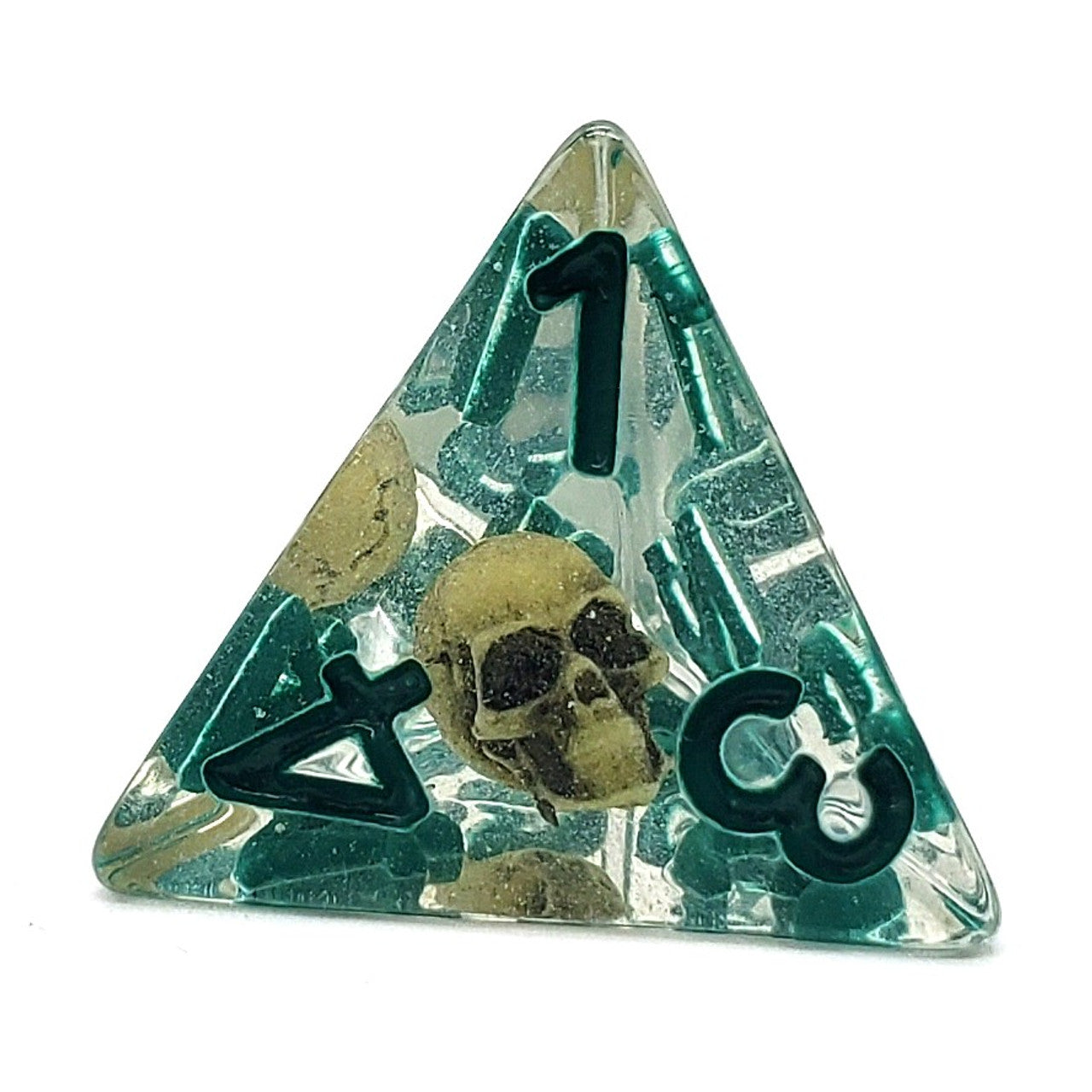 7 Piece DnD RPG Dice Set: Infused - Skull Yellow w/ Teal