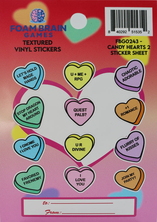 Foam Brain - Candy Hearts 2 Sticker Sheet