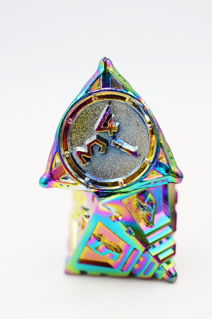 Foam Brain - Dice 51: Holographic Projection - Metal RPG Dice Set