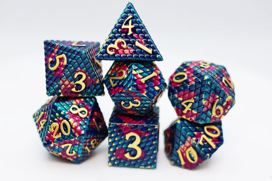 Foam Brain - Dragon Scale: Golden - Metal RPG Dice Set